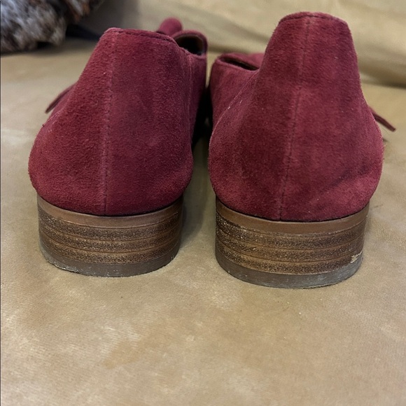 Suede Bow Loafers in Burgundy - Picture 4 of 8
